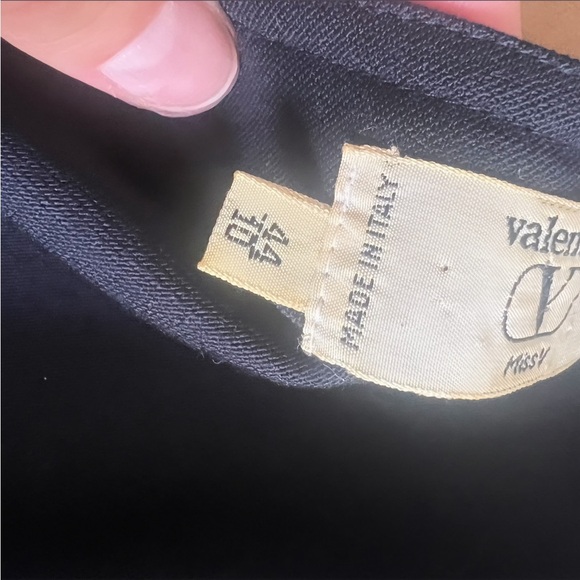 VINTAGE VALENTINO MISS V 100% Wool Navy Side Button Midi Dress Size 10 - Picture 13 of 15